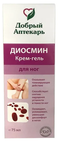 Добрый Аптекарь Крем-гель для ног тонизирующий при усталости и тяжести с ментолом 75мл / средство увлажняющее
