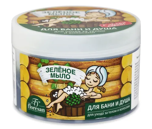 Floresan / Флоресан Мыло натуральное таежное Зеленое для бани и душа 450мл / гигиена и уход