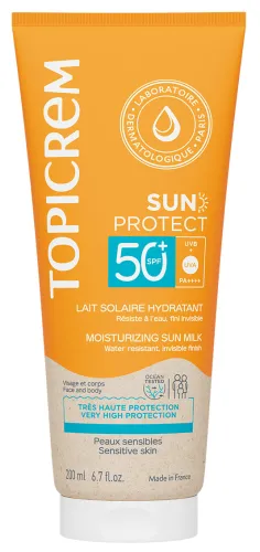 Topicrem / Топикрем Солнцезащитное средство Sun Protect SPF-50+ молочко для кожи любого типа с натуральными экстрактами, 200мл / защита от ультрафиолета