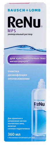 Bausch + Lomb / Бауш + Ломб Раствор многофункциональный для ухода за контактными линзами ReNu MPS с контейнером 360мл / вода для линз
