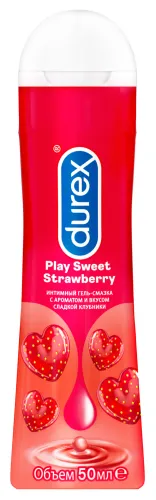 Лубрикант гель смазка Durex / Дюрекс Play Sweet Strawberry с ароматом и вкусом сладкой клубники, 50мл / интимные товары