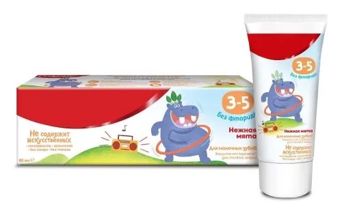 Зубная паста детская Colgate / Колгейт без фторида нежная мята от 3 до 5 лет 60мл / уход за полостью рта