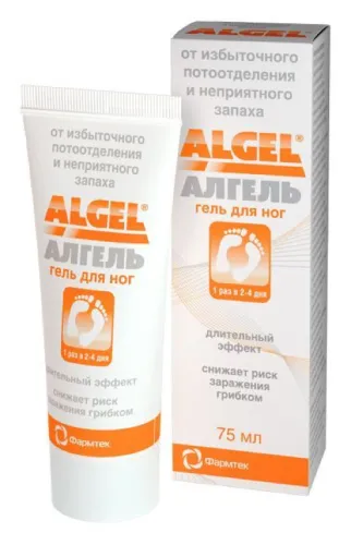 Фармтек Algel Гель для ног от избыточного потоотделения и неприятного запаха, длительный эффект, с экстрактом зеленого чая и ромашки, 75мл / здоровье