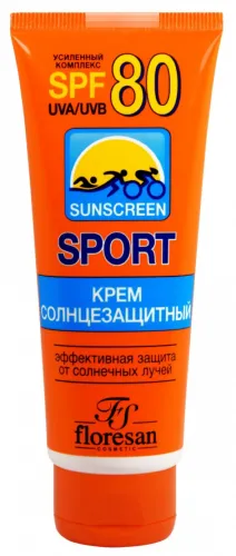 Floresan / Флоресан Солнцезащитное средство Sport Формула 109 SPF-80 крем для кожи любого типа с пантенолом 60мл / защита от ультрафиолета