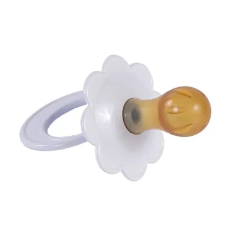 Пустышка для новорожденных Киевгума Ромашка от 0 месяцев желтая, с кольцом, соска классическая латексная