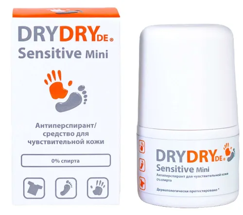 Dry Dry / Драй Драй Sensitive Mini Дезодорант для чувствительной кожи от обильного потоотделения, шариковый, 20мл / антиперспирант