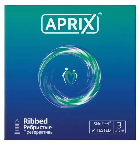 Презервативы Aprix / Априкс Ribbed ребристые из латекса со смазкой 3шт.