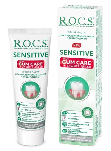 Зубная паста R.O.C.S. / Рокс Sensitive plus gum care для чувствительных зубов 94г / уход за полостью рта