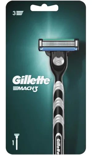 Gillette / Джилетт Mach3 Станок для бритья мужской с 3 лезвиями, смазывающей полоской, с 1 сменной кассетой / безопасная бритва