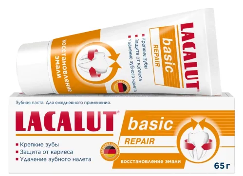 Зубная паста Lacalut / Лакалют Basic Repair восстановление эмали 65мл / уход за полостью рта