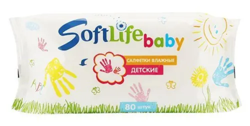 Влажные салфетки детские SoftLife / СофтЛайф Baby с алоэ вера, 80шт. / гигиена и уход