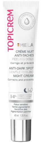 Topicrem / Топикрем Ночной крем-пилинг для лица MELA увлажняющий против пигментных пятен для чувствительной кожи любого возраста с растительными глицеридами 40мл / косметика
