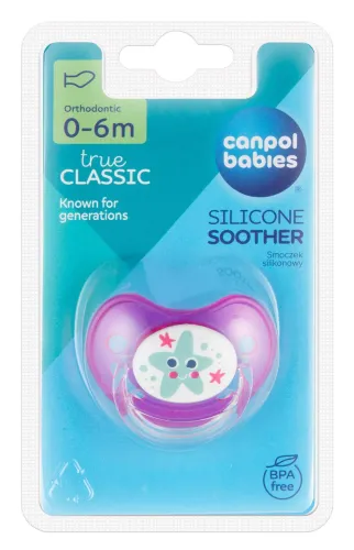 Пустышка для новорожденных Canpol Babies / Канпол Бейбис от 0-6 месяцев не содержит бисфенол-А силиконовая, розовая / соска ортодонтическая