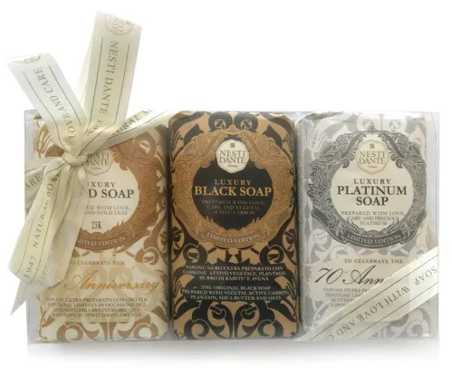Nesti Dante / Нести Данте Мыло твердое Luxury туалетное юбилейное с растительными экстрактами и маслами, набор 3шт. по 250г / гигиена и уход