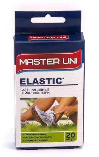 Master Uni / Мастер Юни Elastic лейкопластырь бактерицидный телесный, на тканевой основе 20 шт.