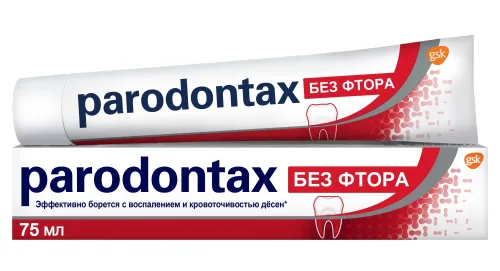 Зубная паста Parodontax / Пародонтакс без фтора против воспаления и кровоточивости десен 75мл / уход за полостью рта