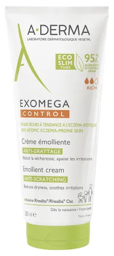 A-Derma / А-Дерма Крем для тела Exomega Control смягчающий для сухой и чувствительной кожи с растительными экстрактами 200мл / уходовая косметика
