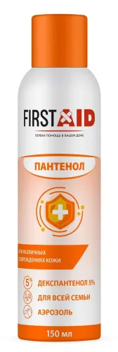 First Aid / Ферстэйд Пантенол пена для тела при различных повреждениях кожи заживляющий флакон, 150мл / защитный спрей от солнца