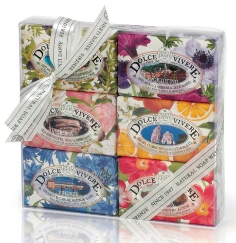 Nesti Dante / Нести Данте Мыло твердое Dolce Vivere туалетное с растительными экстрактами и маслами, набор 6шт. по 150г / гигиена и уход