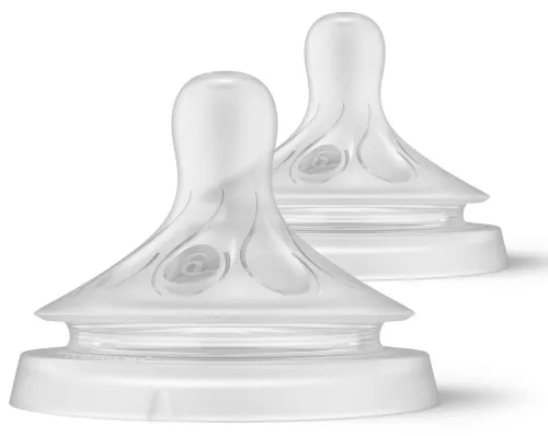Соска на бутылочку Philips Avent / Филипс Авент Natural силиконовая быстрый поток для густых жидкостей с 6 месяцев 2шт. / уход за новорожденным