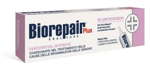 Средство от воспаления десен Biorepair / Биорепэйр PARODONTGEL INTENSIVE гель интенсивный успокаивающий с гиалуроновой кислотой, 20мл / для укрепления