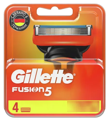 Gillette / Джилетт Fusion5 Сменные кассеты для мужских бритв c 5 лезвиями, смазывающей полоской, 4шт. в упаковке / для бритья и удаления волос