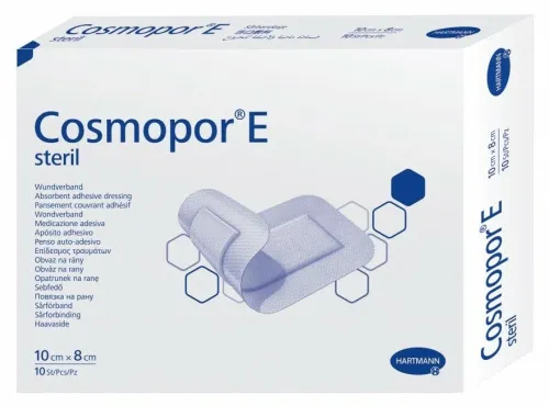 Hartmann / Хартманн Повязка стерильная заживляющая Cosmopor E с впитывающей подушечкой 10х8см 10шт. / пластырь бактерицидный