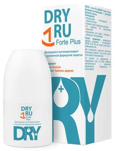 Dry RU / Драй РУ Forte Plus Дезодорант с усиленной формулой защиты ролик 50мл / антиперспирант
