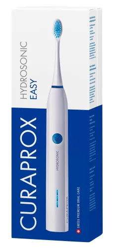 Электрическая зубная щетка Curaprox / Курапрокс Hydrosonic Easy звуковая мягкая пластиковая белого цвета 3 режима / для чистки зубов