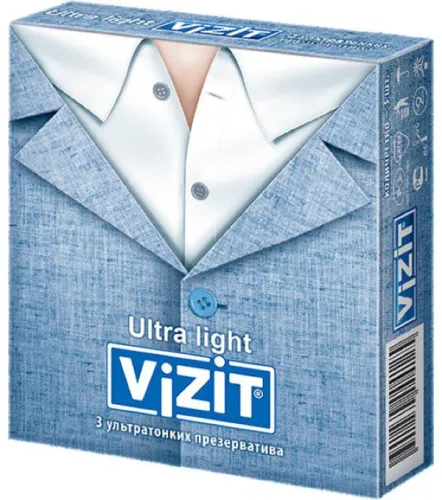 Презервативы Vizit / Визит Ultra Light ультратонкие из латекса с силиконовой смазкой 3шт.