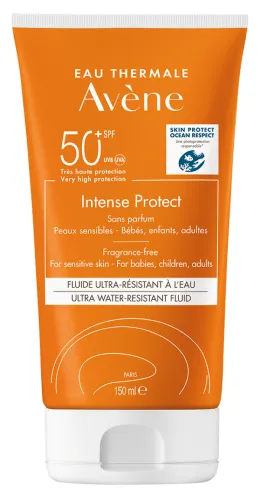 Avene / Авен Солнцезащитное средство Intence Protect SPF-50+ флюид водостойкий для чувствительной кожи с глицерином 150мл / защита от ультрафиолета