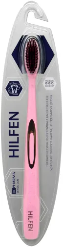 BC Pharma Hilfen / Биси Фарма Хилфен Зубная щетка взрослая средней жесткости с черной щетиной розовая 1шт. / уход за полостью рта