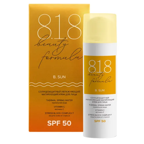 8.1.8 beauty formula / 8.1.8 Бьюти Формула Солнцезащитное средство SPF 50 крем для лица увлажняющий матирующий с витамином С и термальной водой 50мл / защита от ультрафиолета