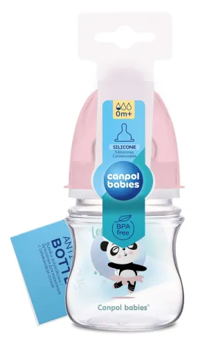 Бутылочка для кормления Canpol Babies / Канпол Бейбис Exotic Animals с соской из силикона от 0 месяцев, розовая, 120мл