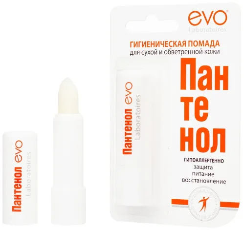 Evo / Эво Помада губная гигиеническая Пантенол прозрачная 2.8г / Бальзам для губ