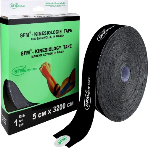 SFM Hospital Products GmbH / СФМ Госпитал Продактс ГмбХ Тейп для тела нестерильный Kinesiology Tape кинезиологический черный адгезивный восстанавливающий 5х3200см / эластичный бинт