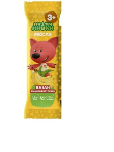 Батончик мюсли злаковый Ми-ми-мишки банан 24г / полезные сладости