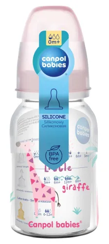 Бутылочка для кормления Canpol Babies / Канпол Бейбис Africa с соской из силикона от 0 месяцев, розовая, 120мл