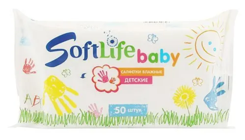 Влажные салфетки SoftLife Baby, алоэ вера, 50шт