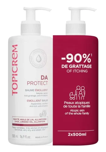 Topicrem / Топикрем DA Protect Набор косметический для детей и взрослых для ухода за кожей: бальзам липидовосстанавливающий 500мл, в упаковке 2шт.