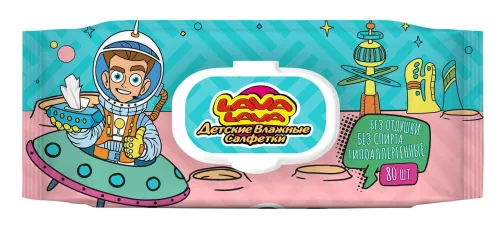 Влажные салфетки детские Lava Lava / Лава Лава без отдушки, без спирта, гипоаллергенные, 80шт. / гигиена и уход