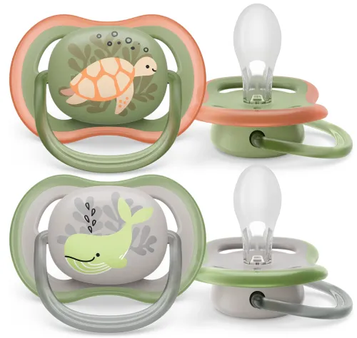 Пустышка для новорожденных Philips Avent / Филипс Авент Ultra Air от 6-18 месяцев силиконовая, в упаковке 2шт. / соска ортодонтическая с футляром для хранения