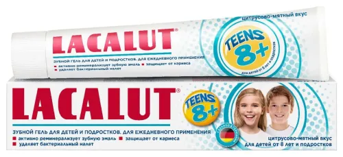 Зубной гель Lacalut / Лакалют Teens для детей и подростков от 8 лет, с фтором, с цитрусово-мятным вкусом, защита от кариеса, 50мл / гигиена полости рта