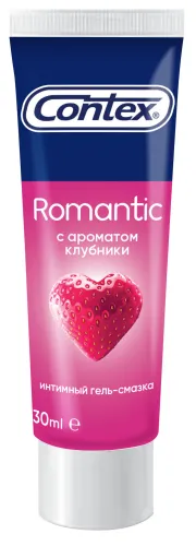 Лубрикант гель смазка Contex / Контекс Romantic с ароматом клубники, 30мл / интимные товары