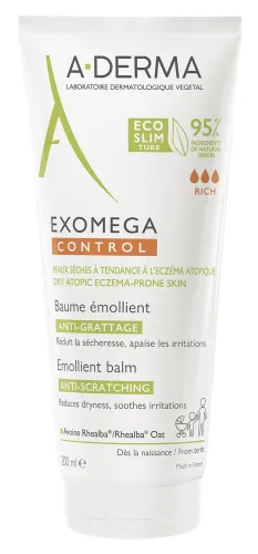 A-Derma / А-Дерма Exomega Control Бальзам для лица и тела смягчающий с глицерином, 200мл / уходовая косметика