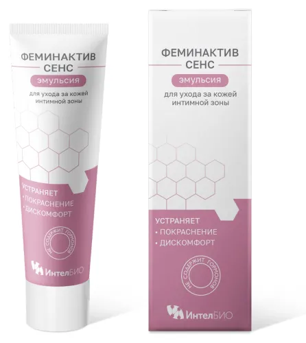 Средство для интимной гигиены Феминактив Сенс эмульсия заживляющая, увлажняющая, с пантенолом, 50мл