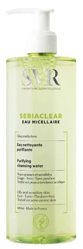 SVR / СВР Мицеллярная вода для лица Sebiaclear для жирной чувствительной кожи для любого возраста очищение 400мл / средство для снятия макияжа