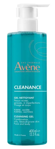 Avene / Авен Гель для умывания лица Cleanance очищающий матирующий для жирной и проблемной кожи, с термальной водой, 400мл / уходовая косметика