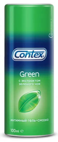 Лубрикант гель смазка Contex / Контекс Green с экстрактом зеленого чая, 100мл / интимные товары