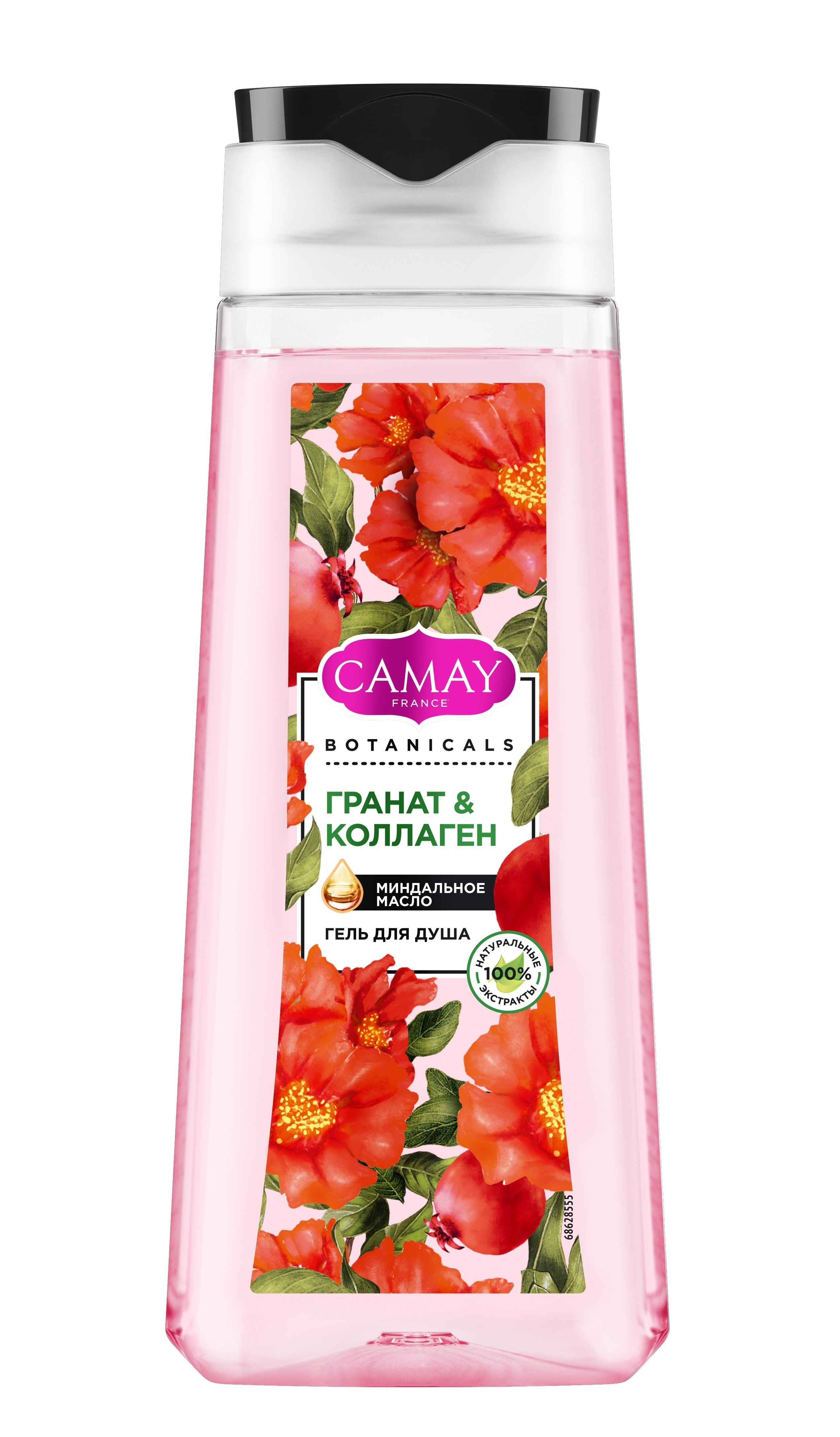 Camay / Камей Botanicals Гель для душа Гранат & коллаген с миндальным маслом без парабенов 250мл